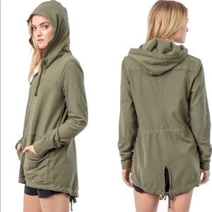 James Perse Military Green Cotton Twill Parka Jacket Size M